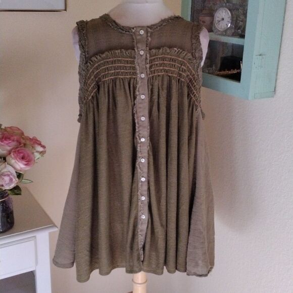 Free People Tribal Sage Green Top - Picture 6 of 11